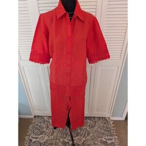Jessica London Capri /Top Set Women 18W Linen Blend Shirt Lace Orange Vacay NEW